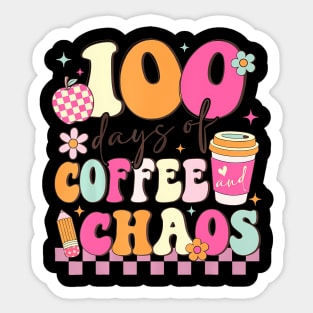 100 Days Of Coffee And Chaos 100Th Day Of School Teacher Kid Sticker